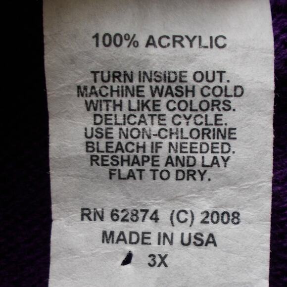 Vintage Jamie Nicole Purple Deep V Neck Plus Size Knit Sweater Sz 2X - Picture 5 of 5